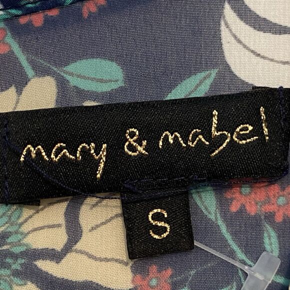 Mary & Mabel Floral Tunic Blouse Womens S Oversized Boho Chic Flowy Sheer Ruffle - Picture 6 of 10